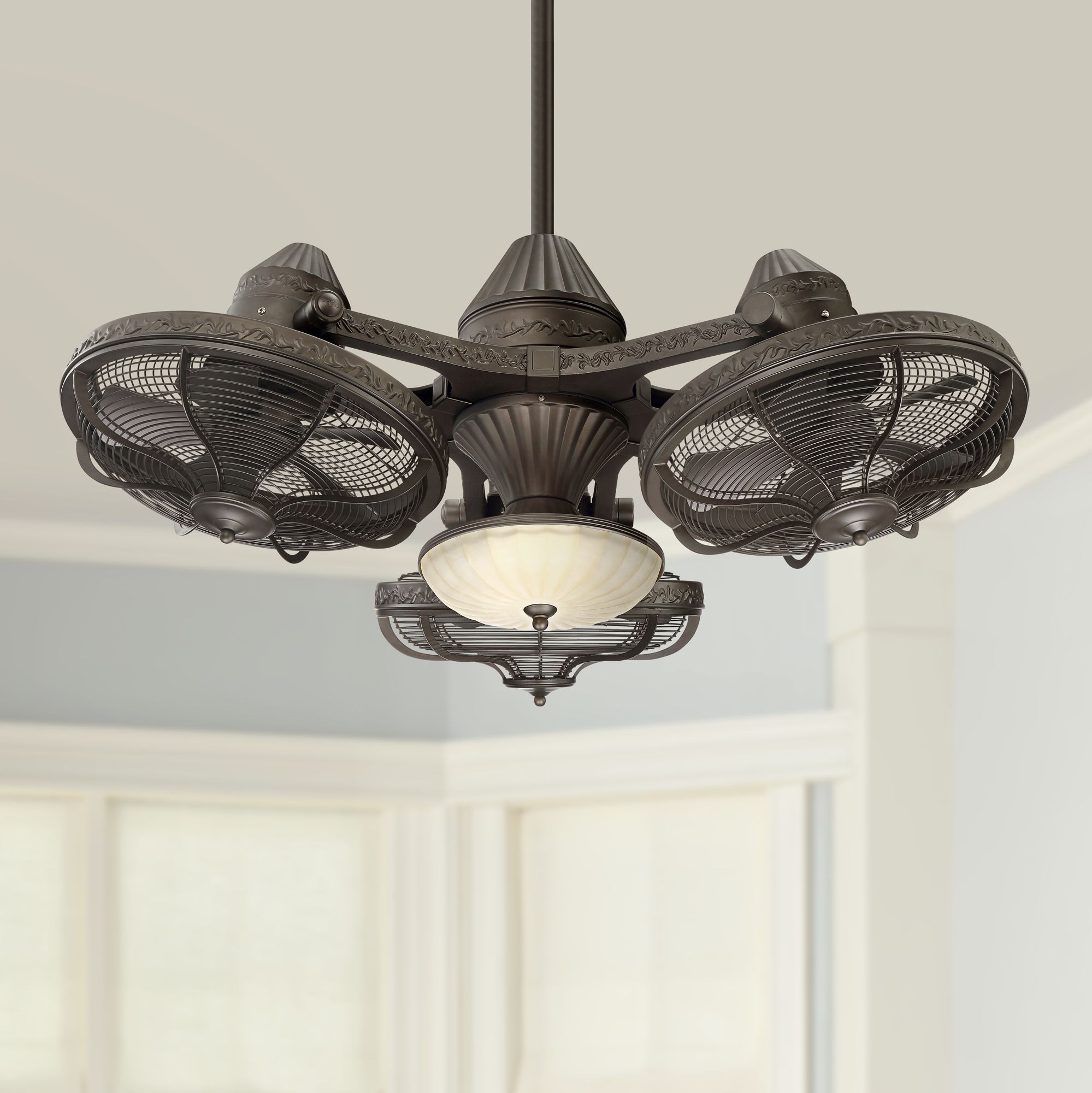 flush mount caged ceiling fan