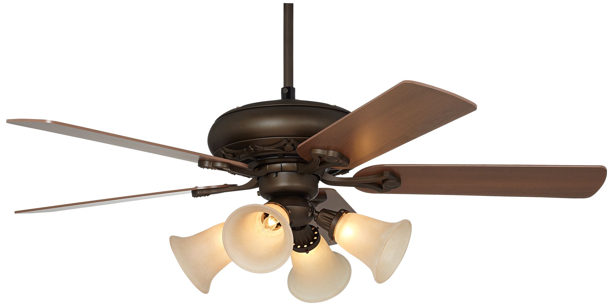 Casa Vieja Trilogy™ Bronze and Scavo Glass LED Ceiling Fan