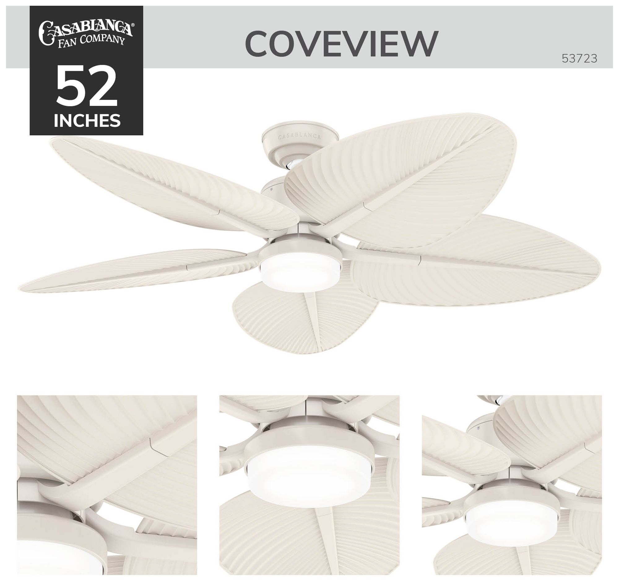 Image 4 Casablanca 52 inch Coveview ENERGY STAR Cream Damp Rated Ceiling Fan more views