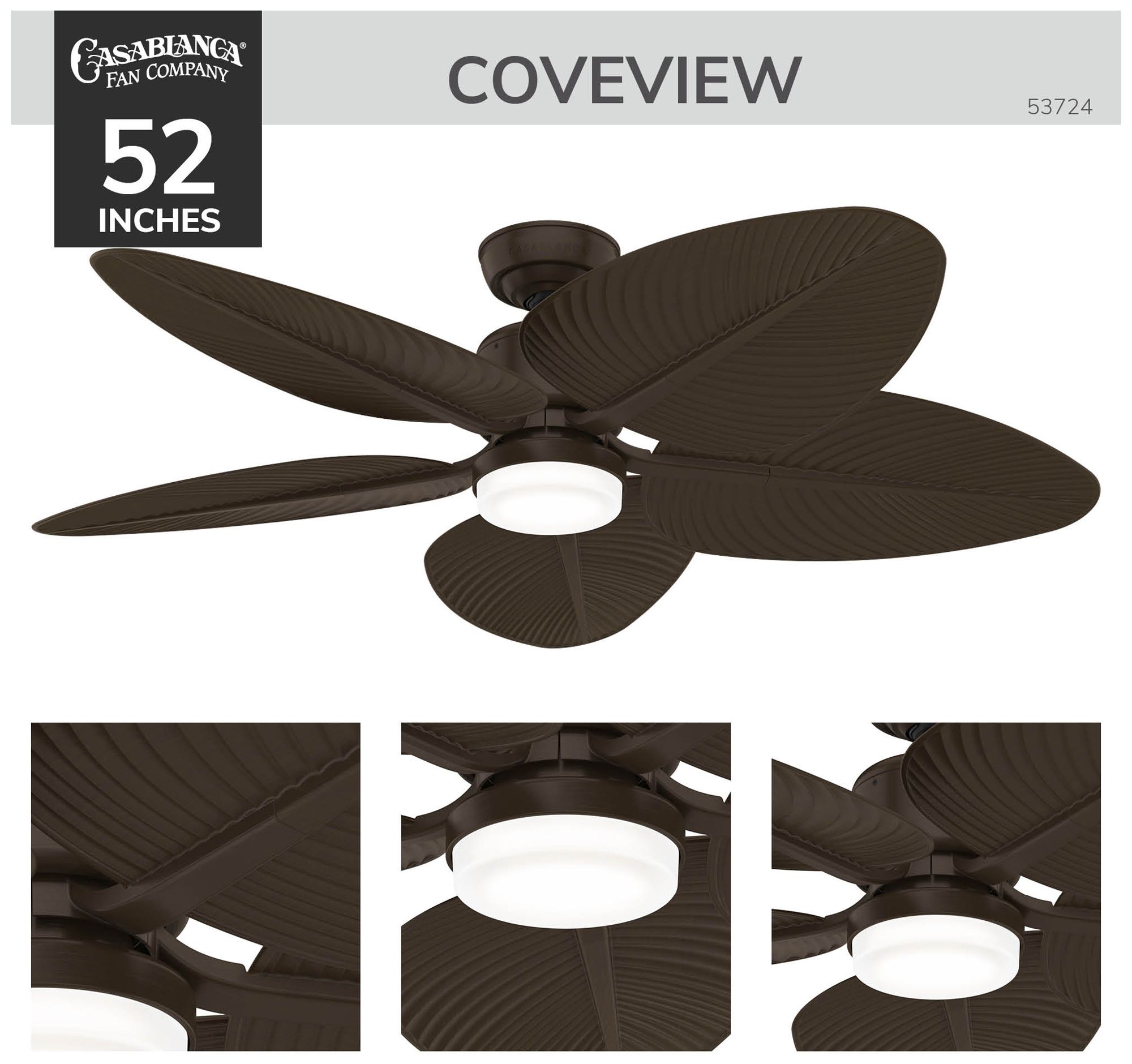 Image 5 Casablanca 52 inch Coveview ENERGY STAR Matte Bronze Damp Rated Ceiling Fan more views