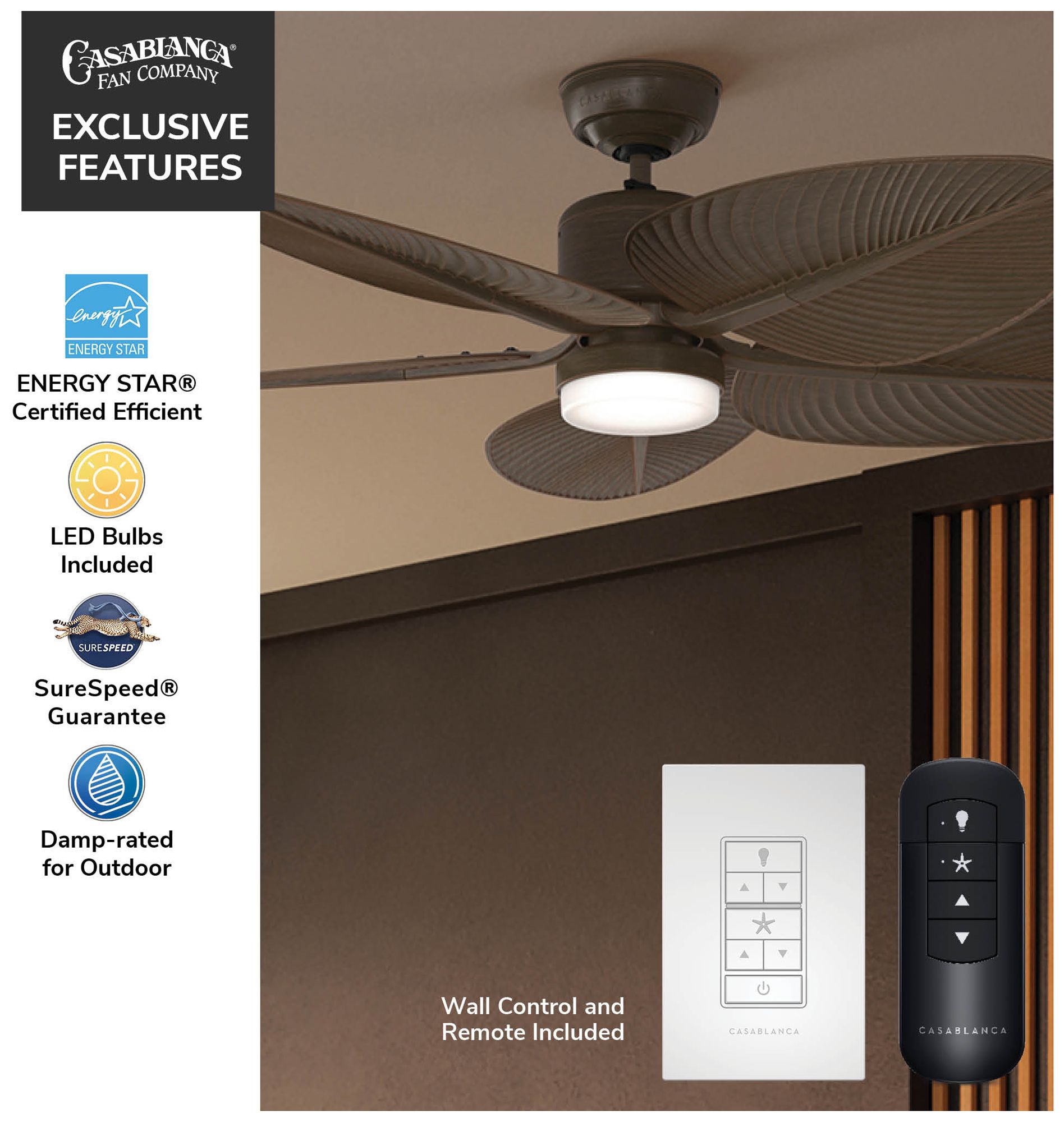 Image 6 Casablanca 52 inch Coveview ENERGY STAR Matte Bronze Damp Rated Ceiling Fan more views