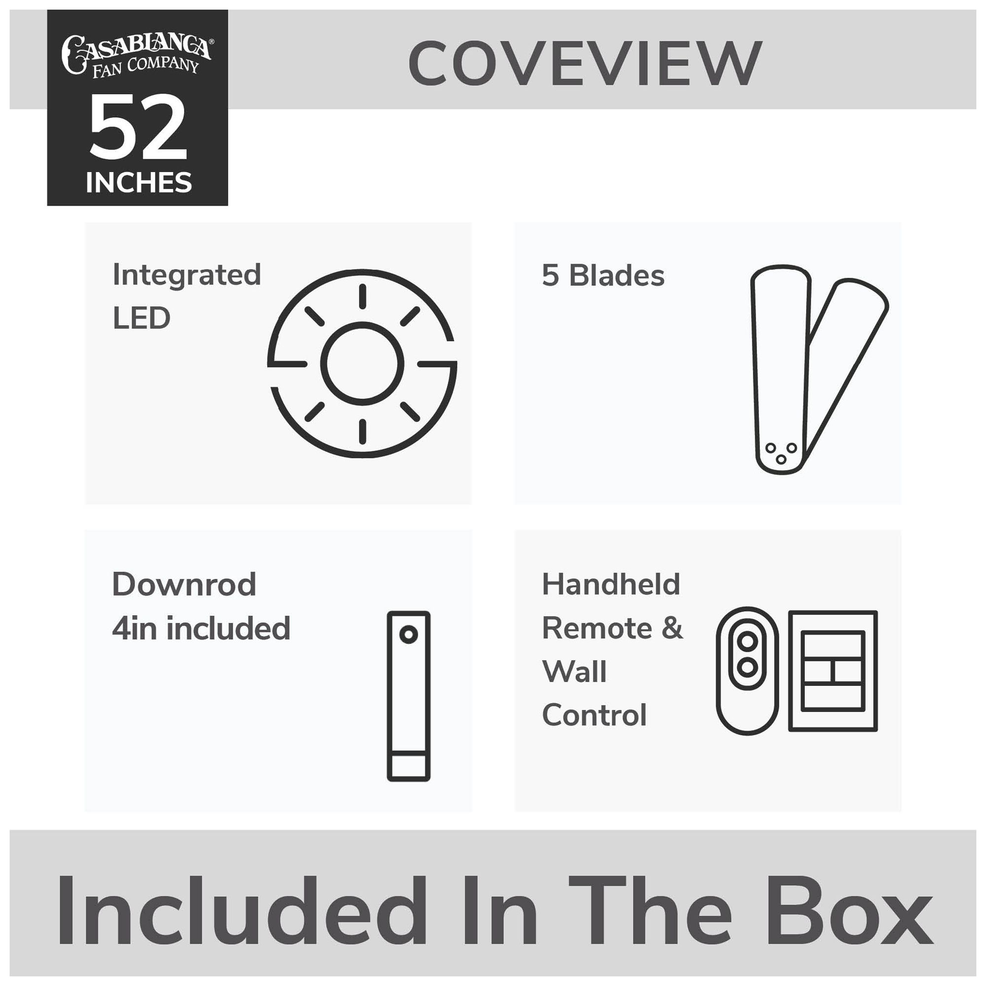 Casablanca 52 inch Coveview ENERGY STAR Matte Bronze Damp Rated Ceiling Fan