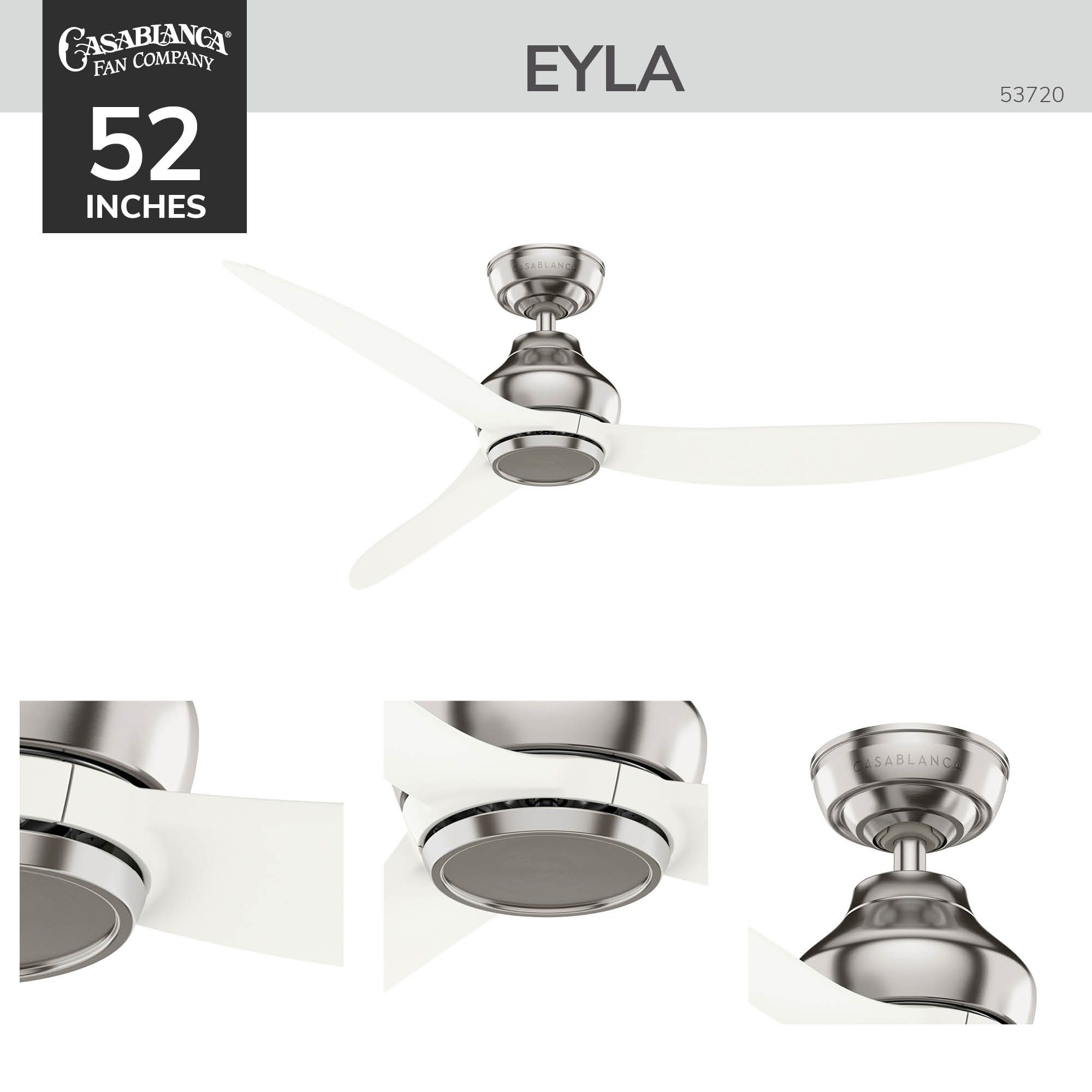 Image 4 Casablanca 52 inch Eyla ENERGY STAR Brushed Nickel Ceiling Fan more views