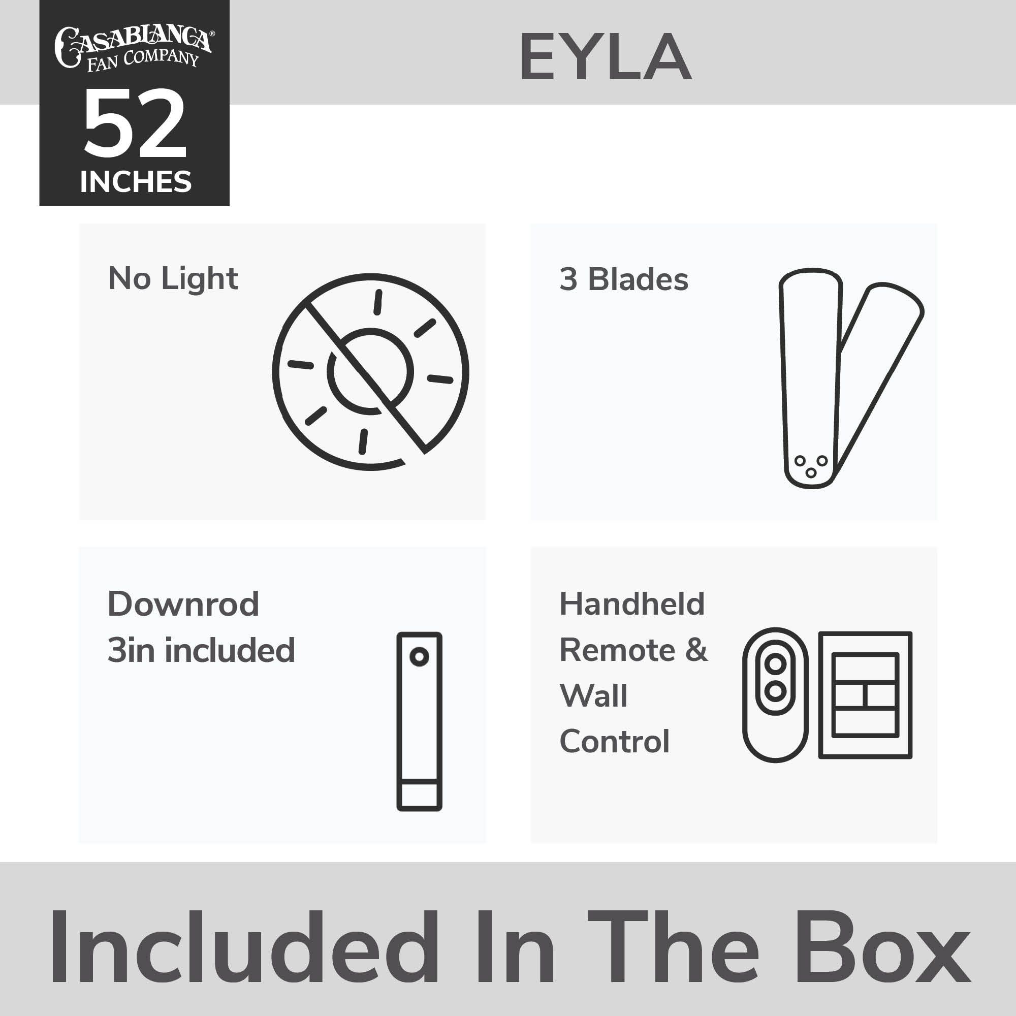 Casablanca 52 inch Eyla ENERGY STAR Brushed Nickel Ceiling Fan