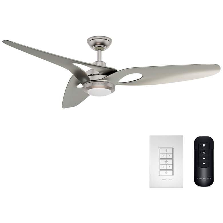 Image 4 Casablanca 60" Inez Brushed Nickel/Nickel Blades Outdoor Ceiling Fan more views