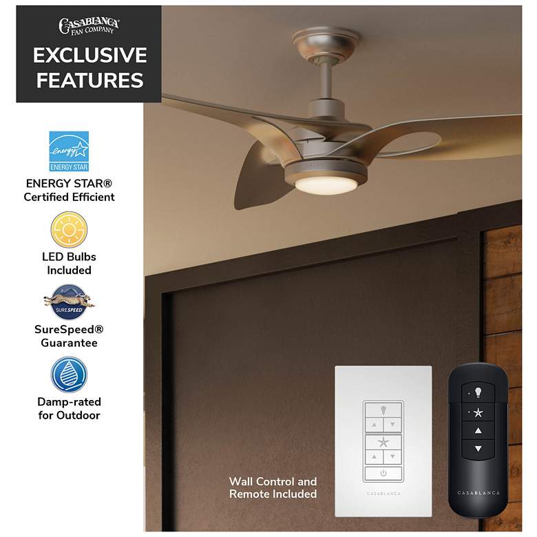 Image 6 Casablanca 60" Inez Brushed Nickel/Nickel Blades Outdoor Ceiling Fan more views