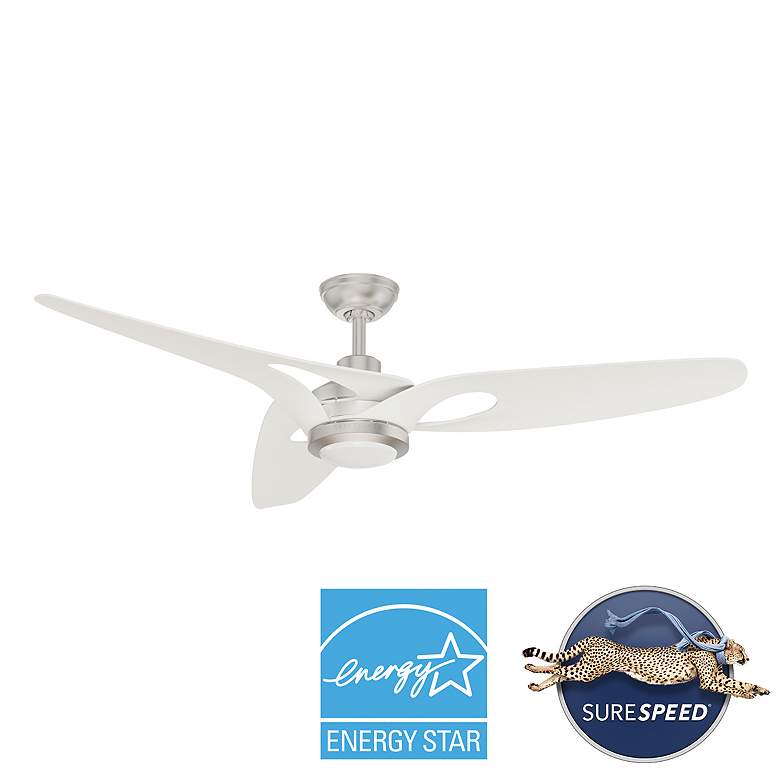 Image 3 Casablanca 60" Inez Gray w/White Blades Ceiling Fan, Light, Wall Contr more views