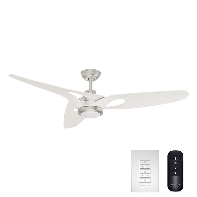 Image 4 Casablanca 60" Inez Gray w/White Blades Ceiling Fan, Light, Wall Contr more views