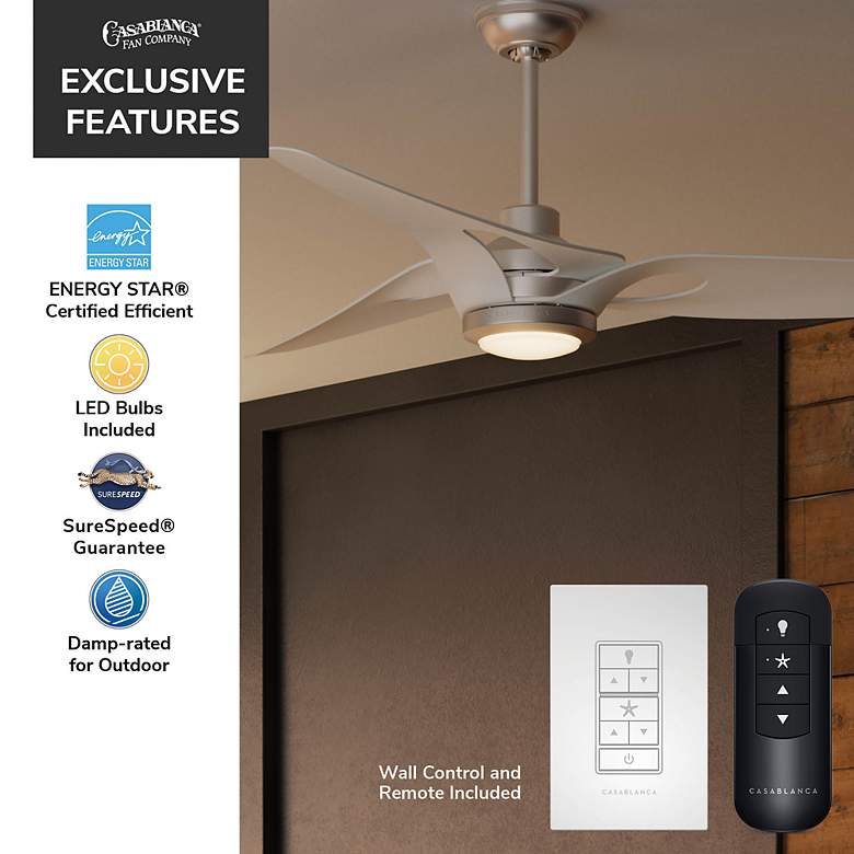 Image 6 Casablanca 60" Inez Gray w/White Blades Ceiling Fan, Light, Wall Contr more views