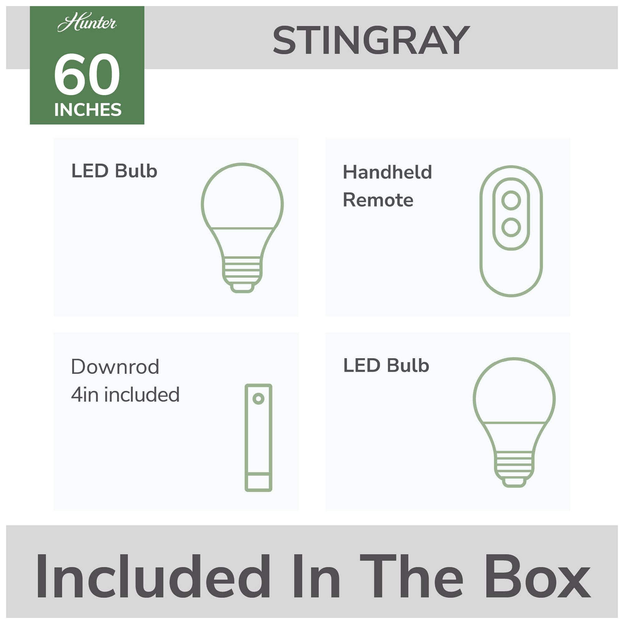 Casablanca 60 inch Stingray ENERGY STAR Granite Damp Rated Ceiling Fan