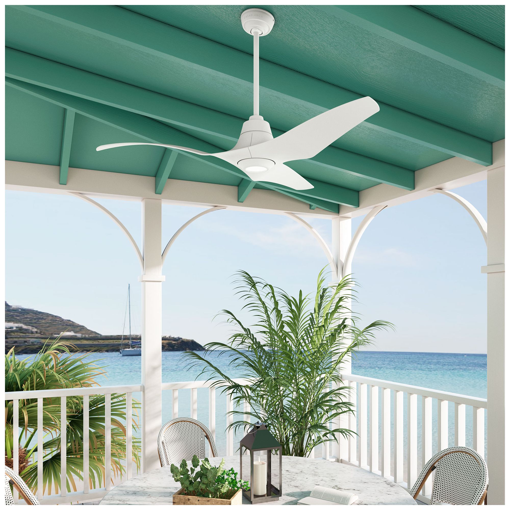 Image 2 Casablanca 60 inch Stingray ENERGY STAR Matte White Damp Rated Ceiling Fan more views