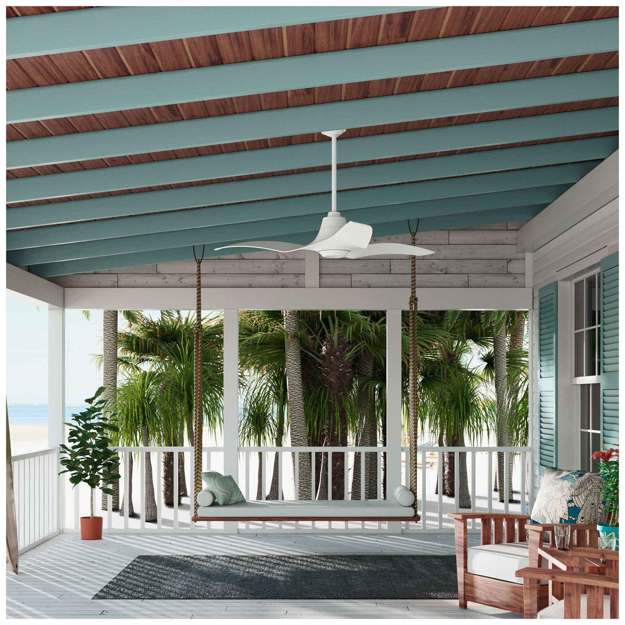 Casablanca 60 inch Stingray ENERGY STAR Matte White Damp Rated Ceiling Fan