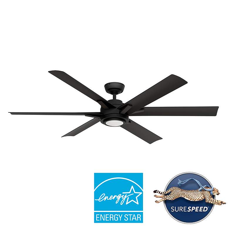Image 2 Casablanca 65" Melia ENERGY STAR Black Ceiling Fan w/Light, Wall Control more views
