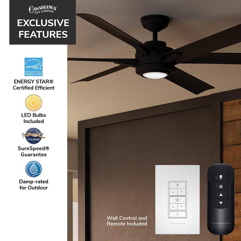 Image 6 Casablanca 65" Melia ENERGY STAR Black Ceiling Fan w/Light, Wall Control more views