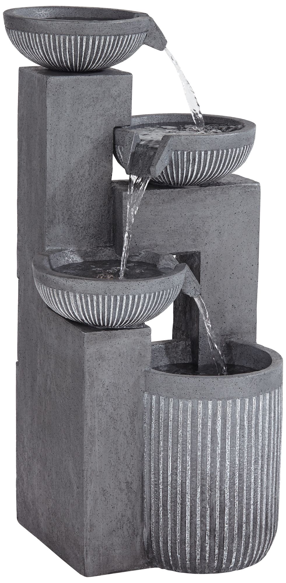 Casava 33" High Gray Stone 4-Bowl Outdoor LED Floor Fountain