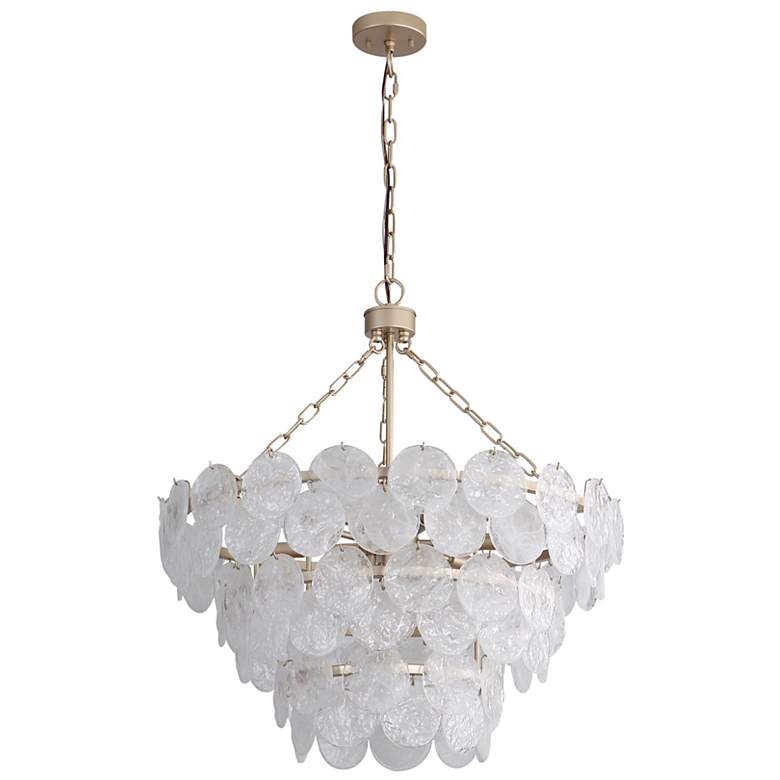 Image 3 Cascada 3 Tier - 11 Light Pendant in Silver with Cirrus Cloud Glass Shade more views