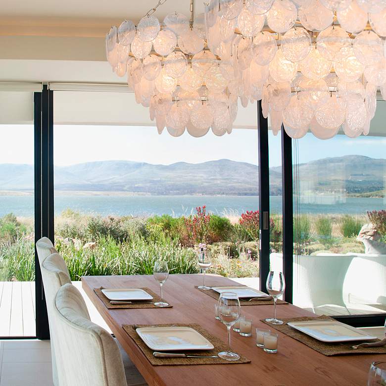 Image 6 Cascada 3 Tier - 11 Light Pendant in Silver with Cirrus Cloud Glass Shade more views