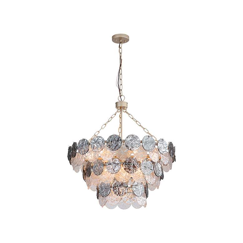 Image 2 Cascada 3 Tier - 11 Light Pendant in Silver with Smoke Plated Glass Shade more views