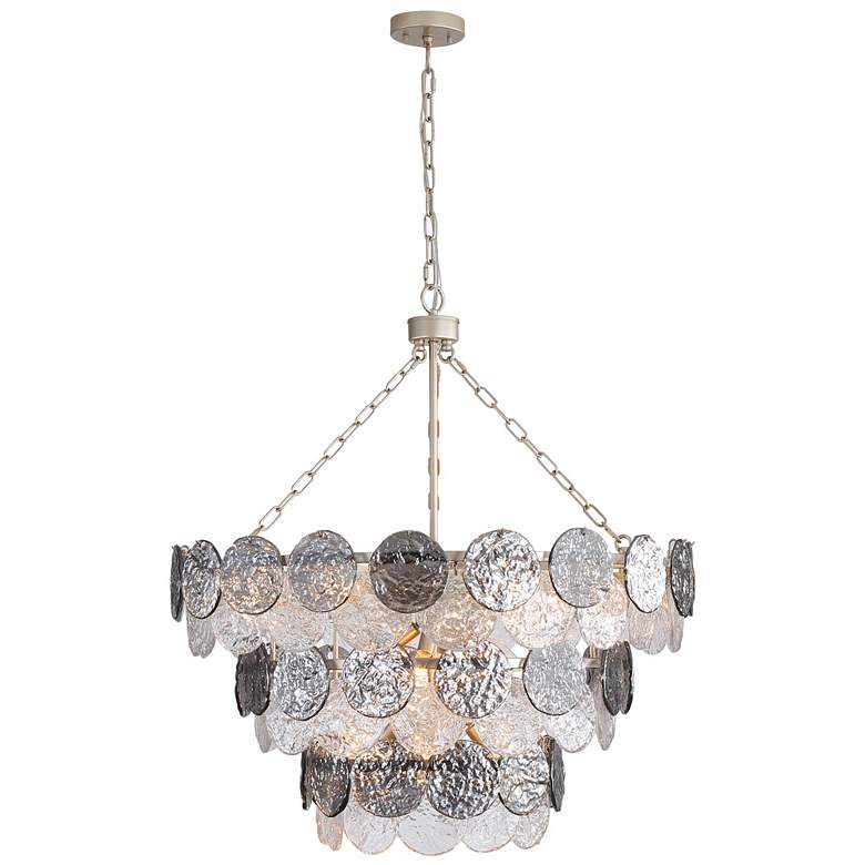 Image 1 Cascada 3 Tier - 13 Light Pendant in Silver with Smoke Plated Glass Shade