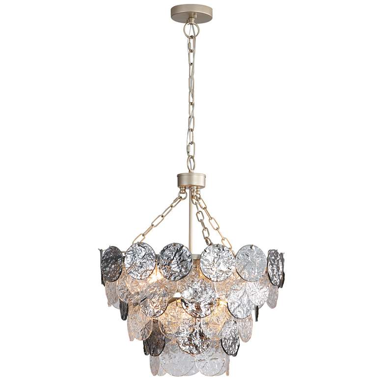 Image 1 Cascada 3 Tier -8 Light Pendant in Aegean Silver w Smoke Plated Glass Shade