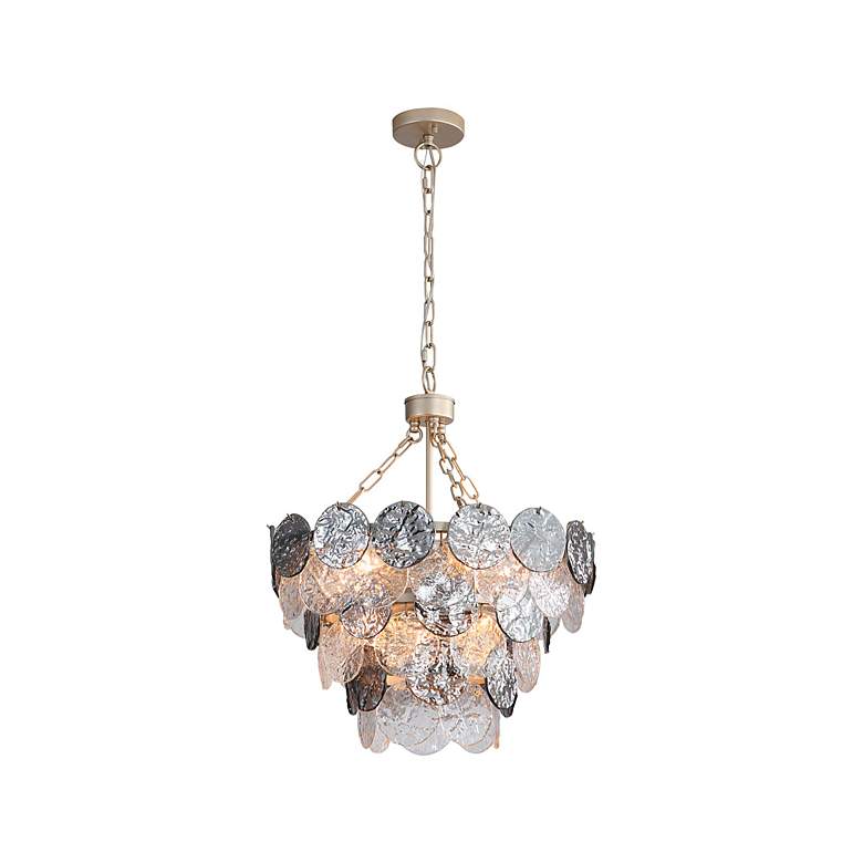 Image 2 Cascada 3 Tier -8 Light Pendant in Aegean Silver w Smoke Plated Glass Shade more views