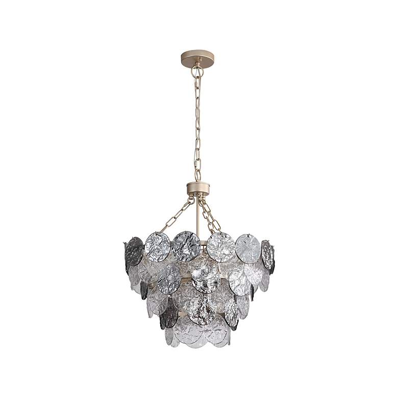 Image 3 Cascada 3 Tier -8 Light Pendant in Aegean Silver w Smoke Plated Glass Shade more views