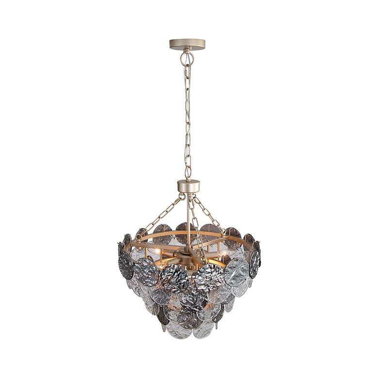 Image 4 Cascada 3 Tier -8 Light Pendant in Aegean Silver w Smoke Plated Glass Shade more views
