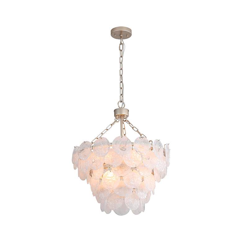 Image 2 Cascada 3 Tier - 8 Light Pendant in Silver with Cirrus Cloud Glass Shade more views