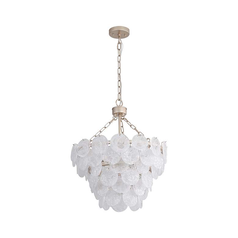 Image 3 Cascada 3 Tier - 8 Light Pendant in Silver with Cirrus Cloud Glass Shade more views