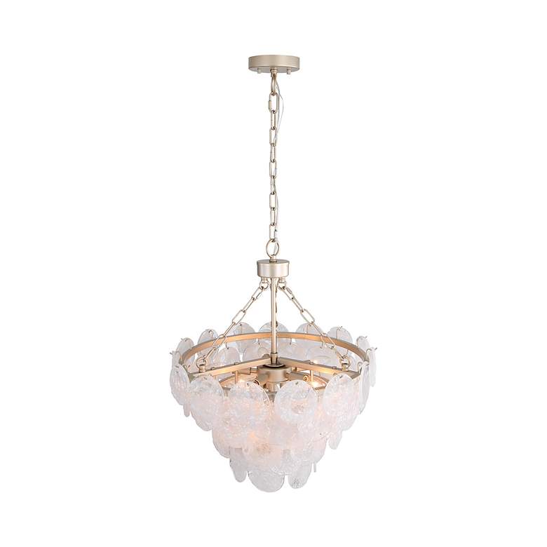 Image 5 Cascada 3 Tier - 8 Light Pendant in Silver with Cirrus Cloud Glass Shade more views