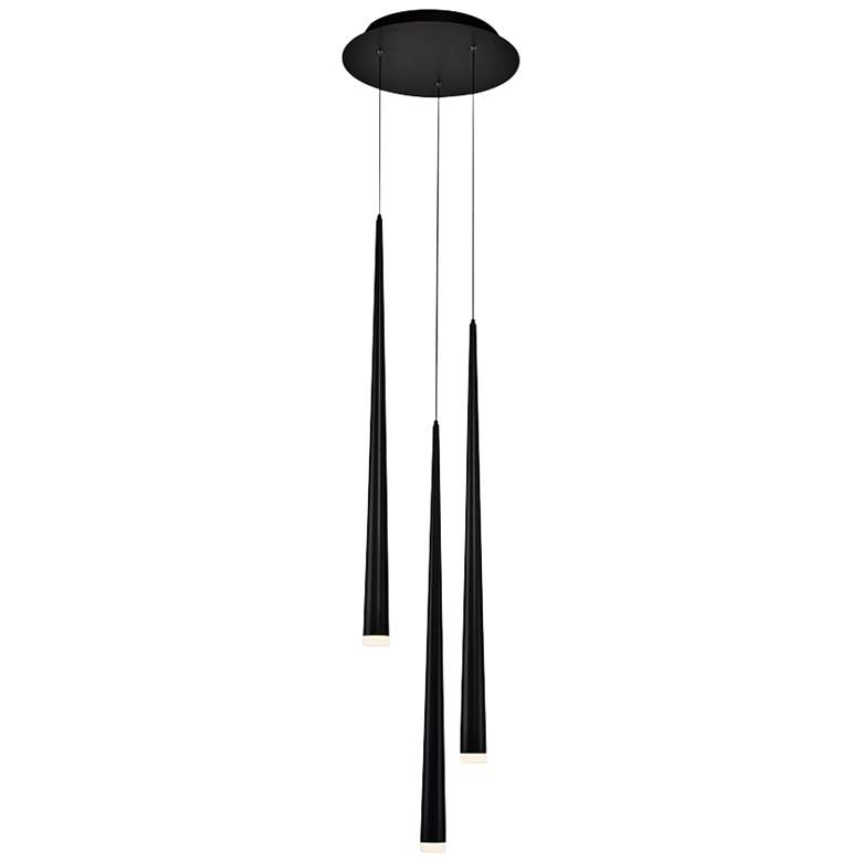 Image 2 Cascade 12"W Black w/ Frosted Glass LED Multi Light Pendant