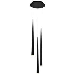 Cascade 12&quot;W Black w/ Frosted Glass LED Multi Light Pendant
