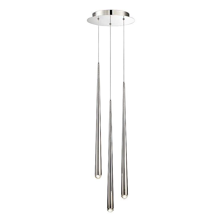 Image 2 Cascade 12"W Nickel w/ Clear Crystal LED Multi Light Pendant