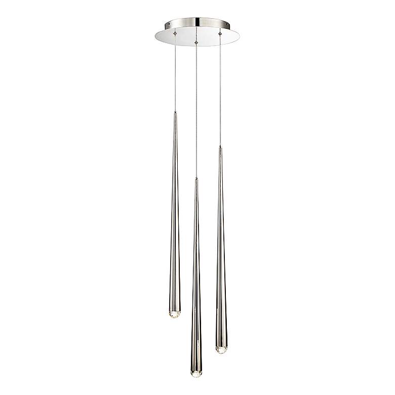 Image 2 Cascade 12 inchW Nickel w/ Clear Crystal LED Multi Light Pendant