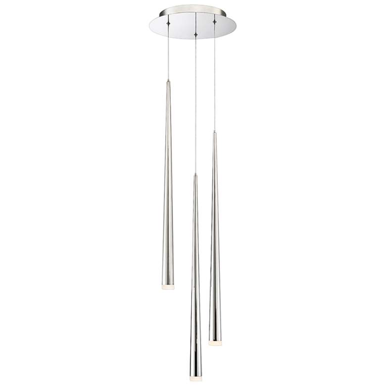 Image 1 Cascade 12 inchW Nickel w/ Frosted Glass LED Multi Light Pendant
