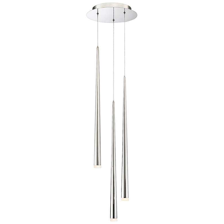 Image 1 Cascade 12"W Nickel w/ Frosted Glass LED Multi Light Pendant