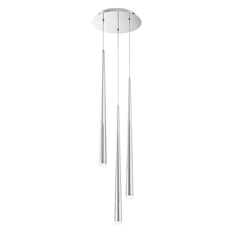 Image 2 Cascade 12"W Nickel w/ Frosted Glass LED Multi Light Pendant more views