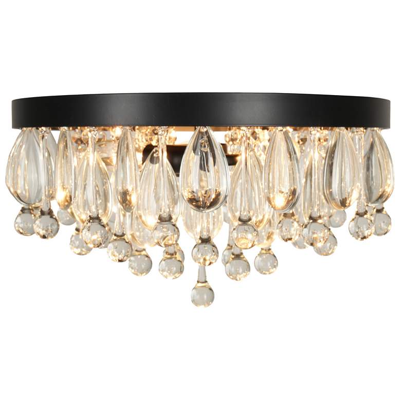 Image 1 Cascade 13" Wide 3-Light Black Flush Mount