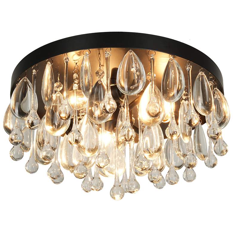 Image 3 Cascade 13" Wide 3-Light Black Flush Mount more views