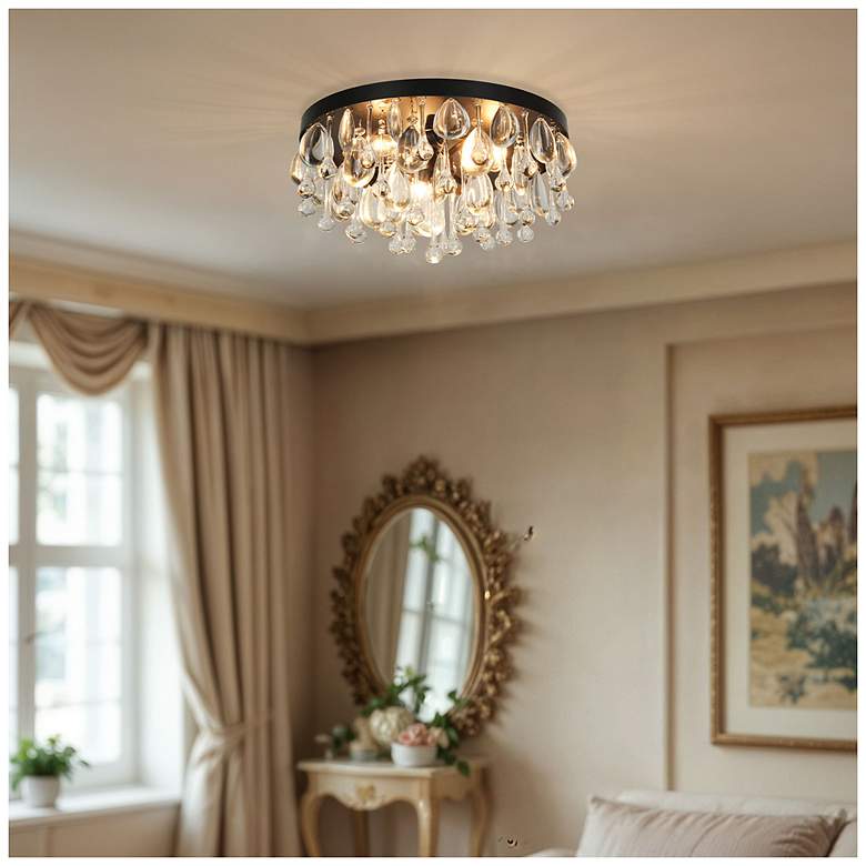 Image 7 Cascade 13" Wide 3-Light Black Flush Mount more views