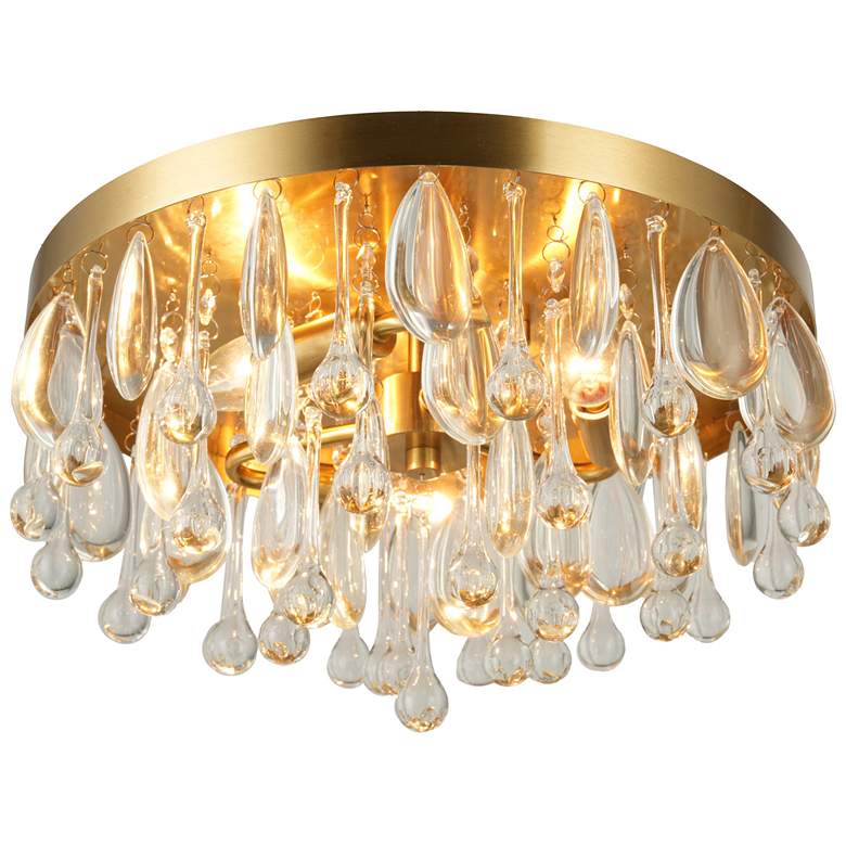 Image 1 Cascade 13" Wide 3-Light Brushed Gold Flush Mount