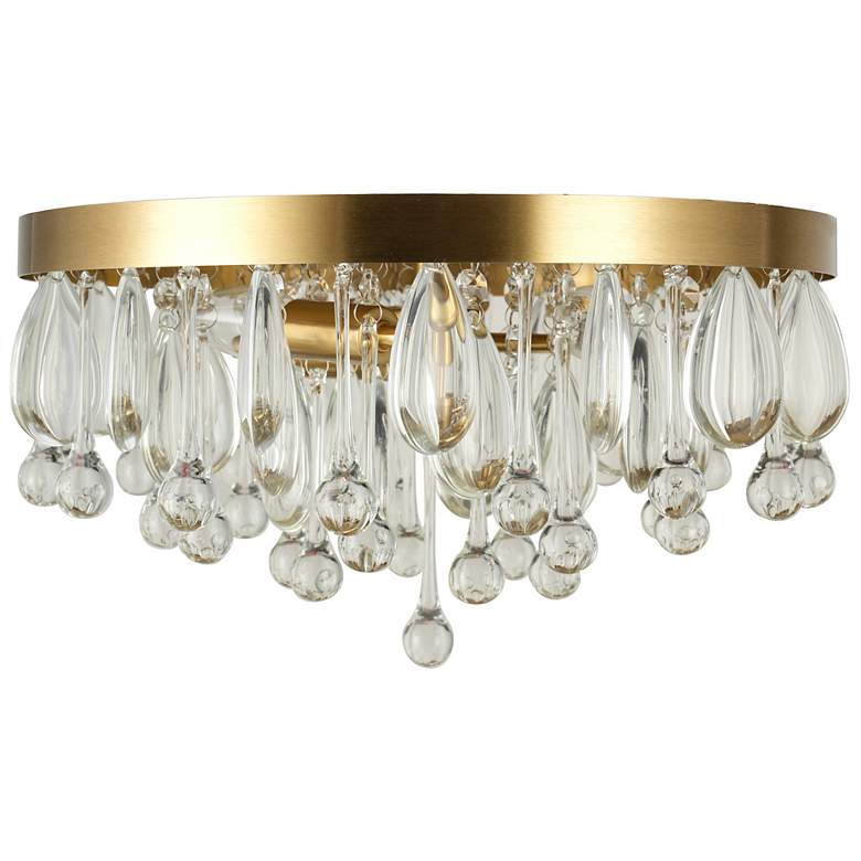 Image 3 Cascade 13" Wide 3-Light Brushed Gold Flush Mount more views