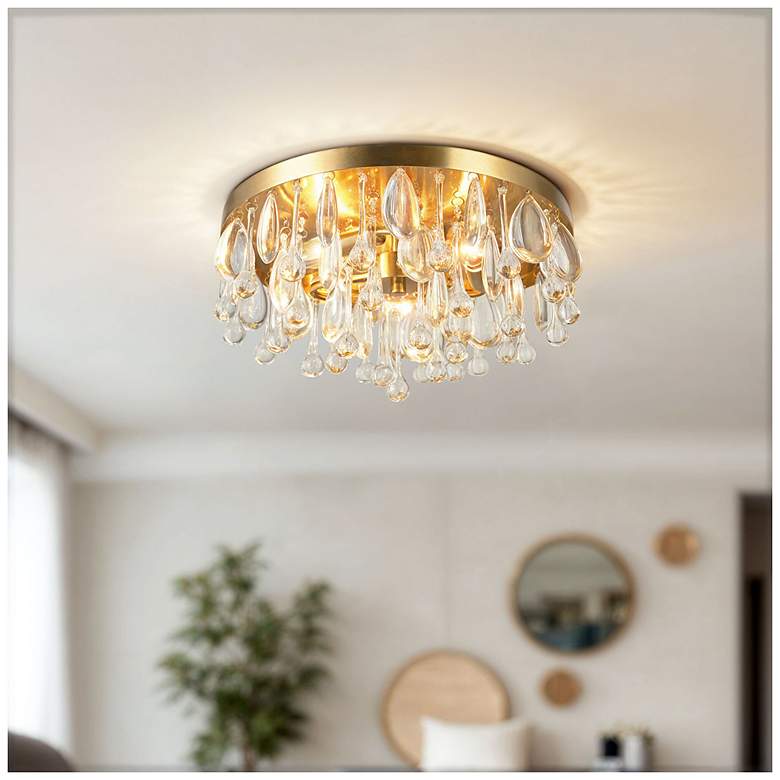 Image 6 Cascade 13" Wide 3-Light Brushed Gold Flush Mount more views
