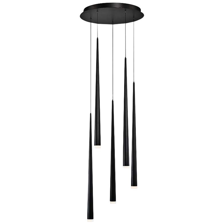 Image 2 Cascade 17" Wide Matte Black LED 5-Light Multi Light Pendant
