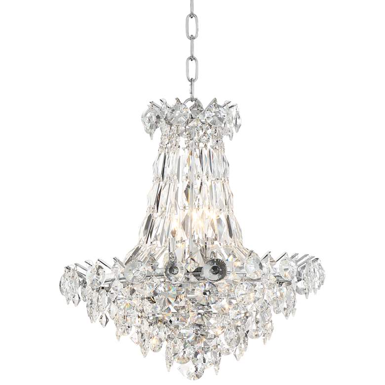Cascade 19 inch Wide Chrome and Crystal Chandelier by Vienna Full Spectrum