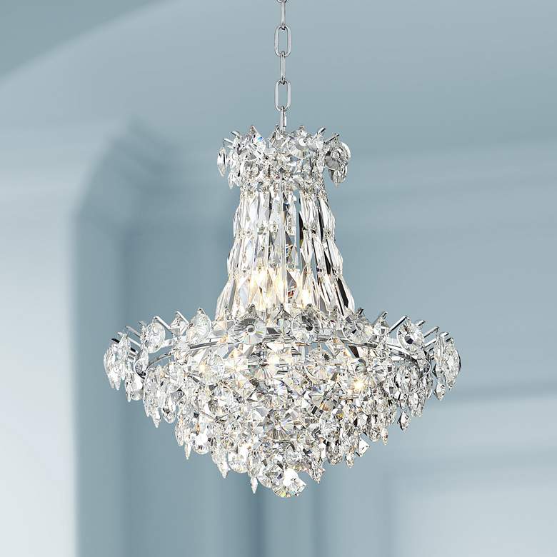 Image 1 Cascade 19 inch Wide Chrome and Crystal Chandelier by Vienna Full Spectrum