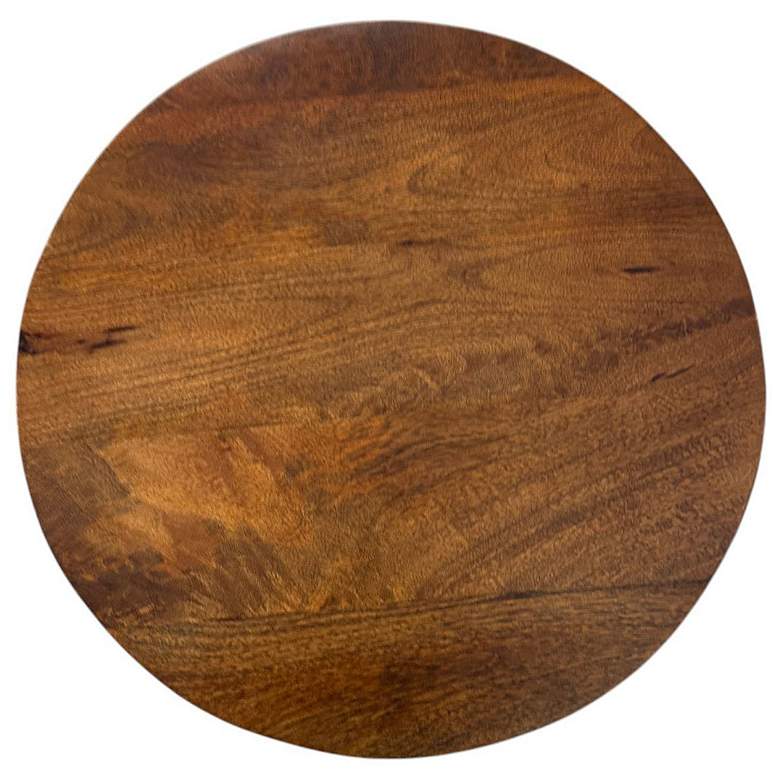 Image 2 Cascade 24 inch Round Slatted Bell Shaped Side Table, Chestnut more views