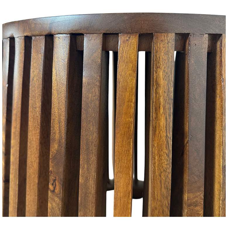 Image 3 Cascade 24 inch Round Slatted Bell Shaped Side Table, Chestnut more views