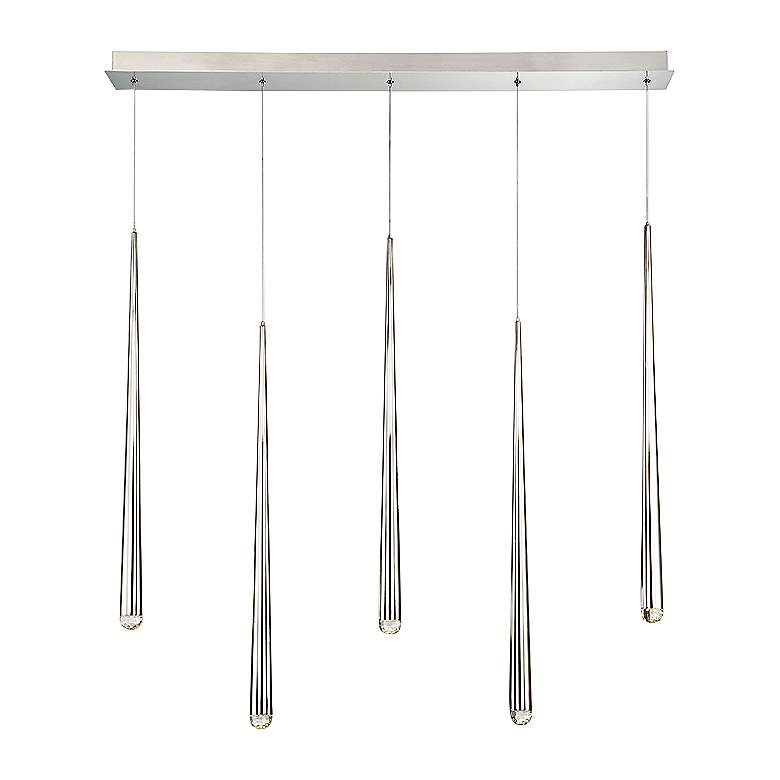 Image 1 Cascade 40 inch Wide Nickel LED Kitchen Island Light Pendant