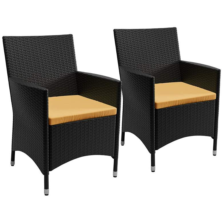 Image 1 Cascade Charcoal Wicker Cushioned Patio Armchair Set of 2
